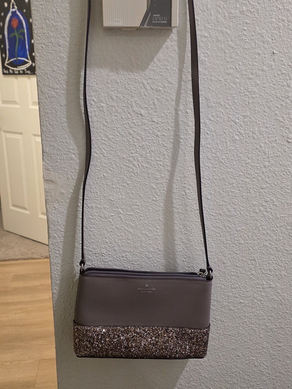 kate spade Taupe Glitter Crossbody Bag